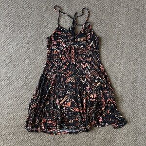 Silence + Noise Black and Orange Patterned Kids Dress